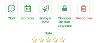 Colonne d'actions de la fiche, avec le bouton Désactiver