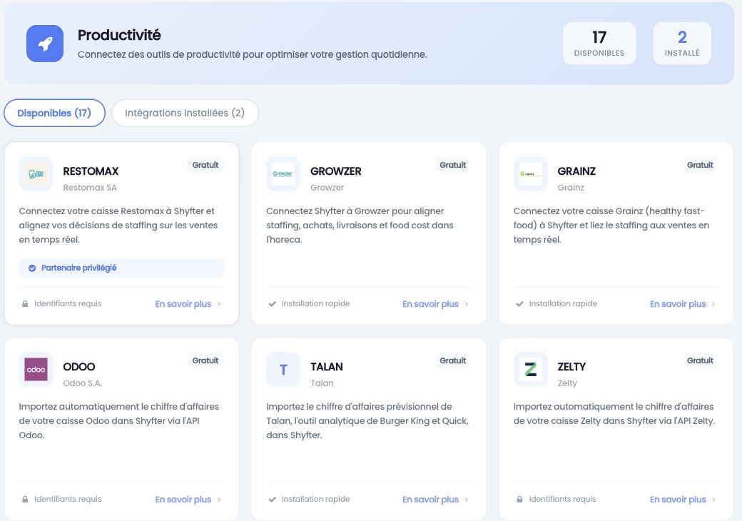 Catalogue Productivité : les caisses et outils disponibles